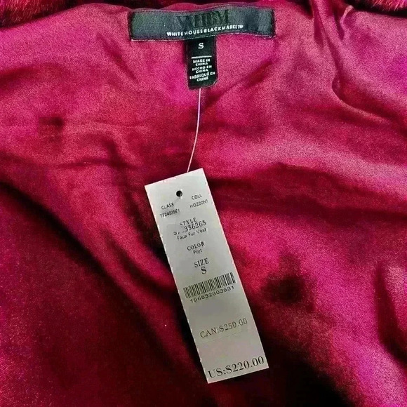 😍 NWT 😍 White House Black Market Luxe Faux Fur Vest, Port, Size S - Picture 5 of 9